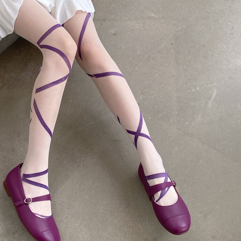 XIXI 1 Đôi Quần Tất Nữ Họa Tiết Sọc Quyến Rũ