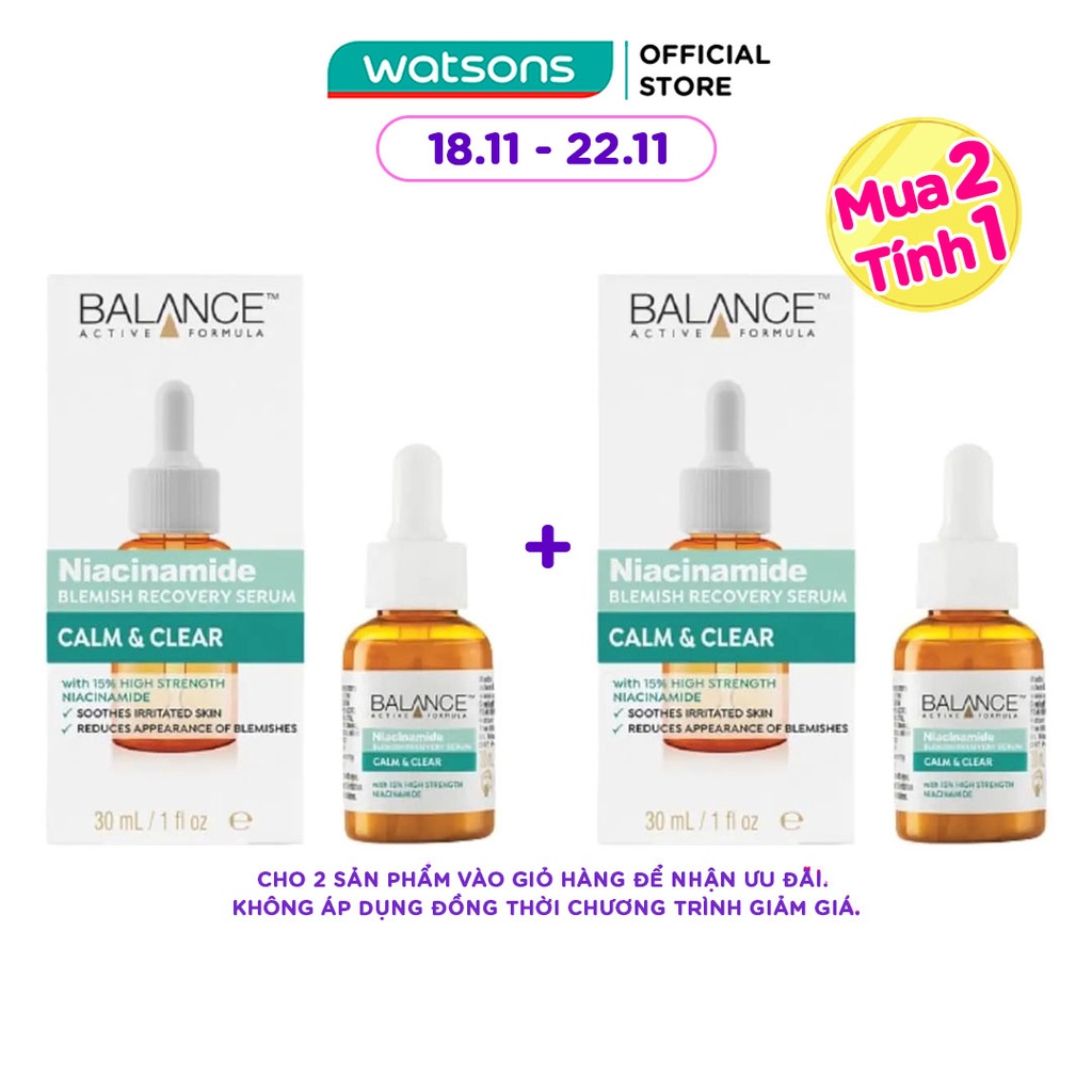 [Mã FMCGWS30 giảm 8% đơn 250k] Serum Balance Active Formula Niacinamide 15% Blemish Recovery Ngừa Mụn Mờ Thâm 30ml