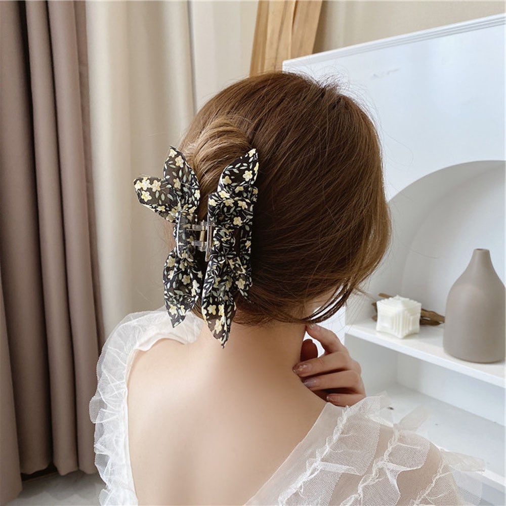 Kẹp Tóc Càng Cua Bằng Acrylic Đính Nơ Nhiều Màu Thời Trang Hàn Quốc Cho Nữ