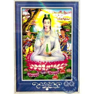 Tranh đính đá phật quan âm 55x75cm