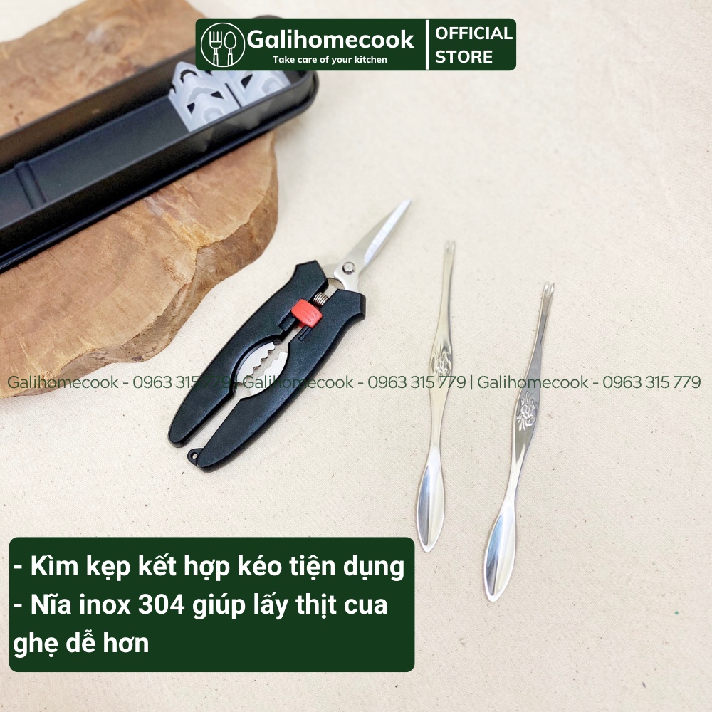 Dụng cụ ăn cua ghẹ, hải sản bằng thép không gỉ thế hệ mới 2022 | Galihomecook Kềm kìm kẹp càng cua nghẹ