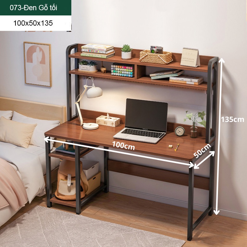 Bàn làm việc hiện đại thiết kế nhiều kệ để đồ, bàn học mặt gỗ MDF dễ lau chùi, khung sắt sơn tĩnh điện không gỉ sét