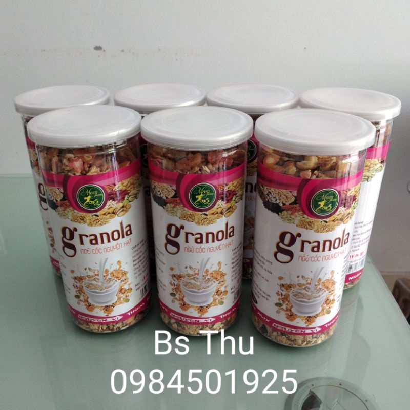 GRANOLA MOM BEAUTY - Ngũ Cốc nguyên hạt Mombeauty siêu giòn mix hạt, tốt cho mẹ bầu, ăn vặt giảm cân hũ 500g