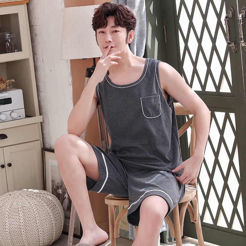 Bộ đồ ngủ cotton không tay có size lớn dành cho nam