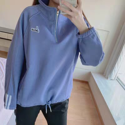 (Sẵn L, 2XL) Áo sweater nỉ unisex nam nữ cổ cao kéo khóa có lót lông ấm mặc đông phong cách thể thao ulzzang