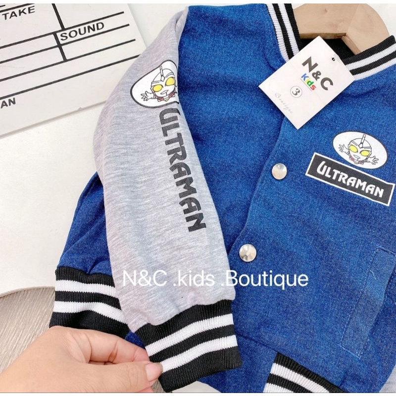 Áo Khoác Bomber Jean Mềm Phối Tay Hot trent Cho Bé Trai