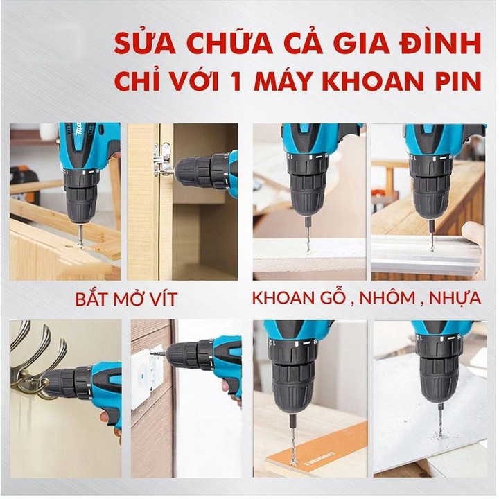 Máy khoan pin makita 12V – KHOAN – BẮT VÍT – VẶN ỐC tặng kèm hộp 24 chi tiết _ Nhật Việt official