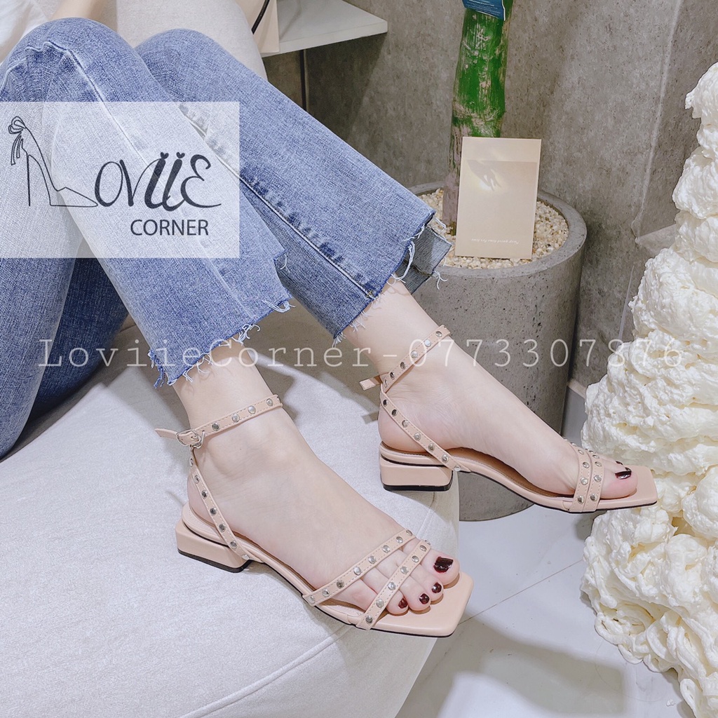 SANDAL NỮ QUAI MẢNH LOVIIECORNER - GIÀY SANDAL QUAI MẢNH XỎ NGÓN ĐẾ VUÔNG THẤP S210324 S220304