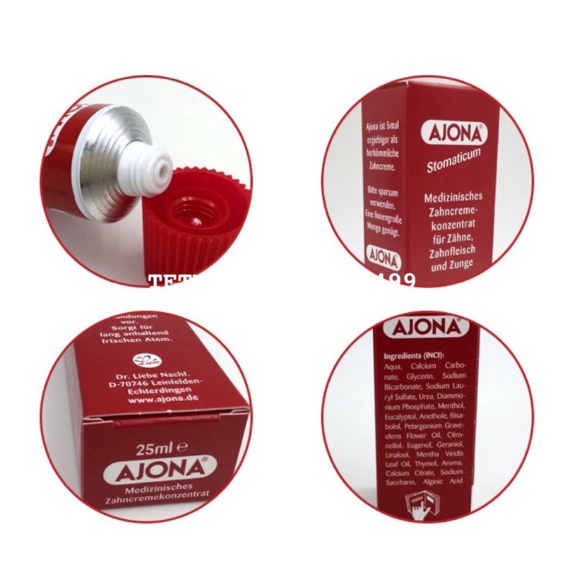 Kem đánh răng y tế Ajona Đức 25ml, chống hôi miệng, chống tạo vôi răng, mảng bám, chống sâu răng, bệnh nha chu