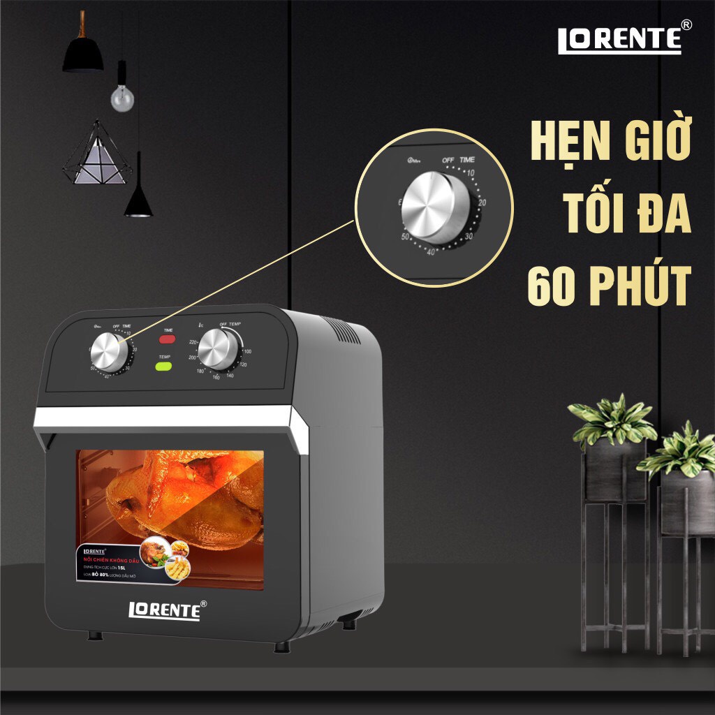 Nồi chiên Không dầu kiêm Lò nướng đa năng 15L, Lorente LT1500 - Hàng Chính hãng