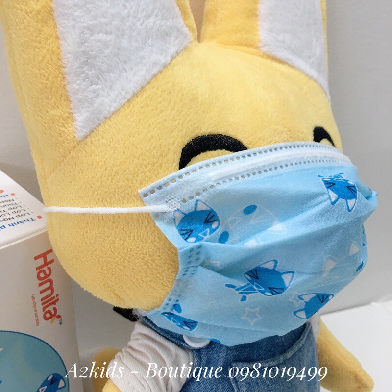 Khẩu Trang Y Tế 3 Lớp Kháng Khuẩn Cao Cấp Hàn Quốc Hamita Hoạ Tiết Mèo Con An Toàn Cho Bé