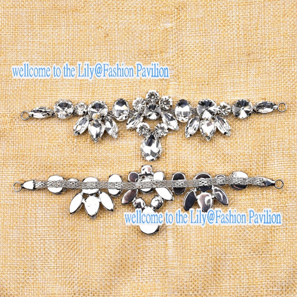 1402885 Phụ Kiện Dây Xích Tròn Đính Đá Mắt Ngựa Trắng Trang Trí Túi Xách / Đầm Cô Dâu