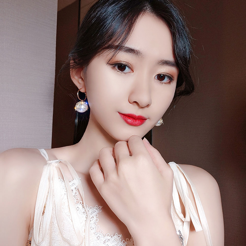 Bông tai dáng dài phối ngọc trai nhân tạo trang sức thanh lịch thời trang cho phụ nữ