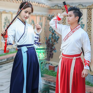 [CÓ ẢNH THẬT CUỐI] - Bộ đồ cổ trang Hán Nguyên dài nam nữ đều mặc được thêu viền cổ áo, bó tay cực đẹp.