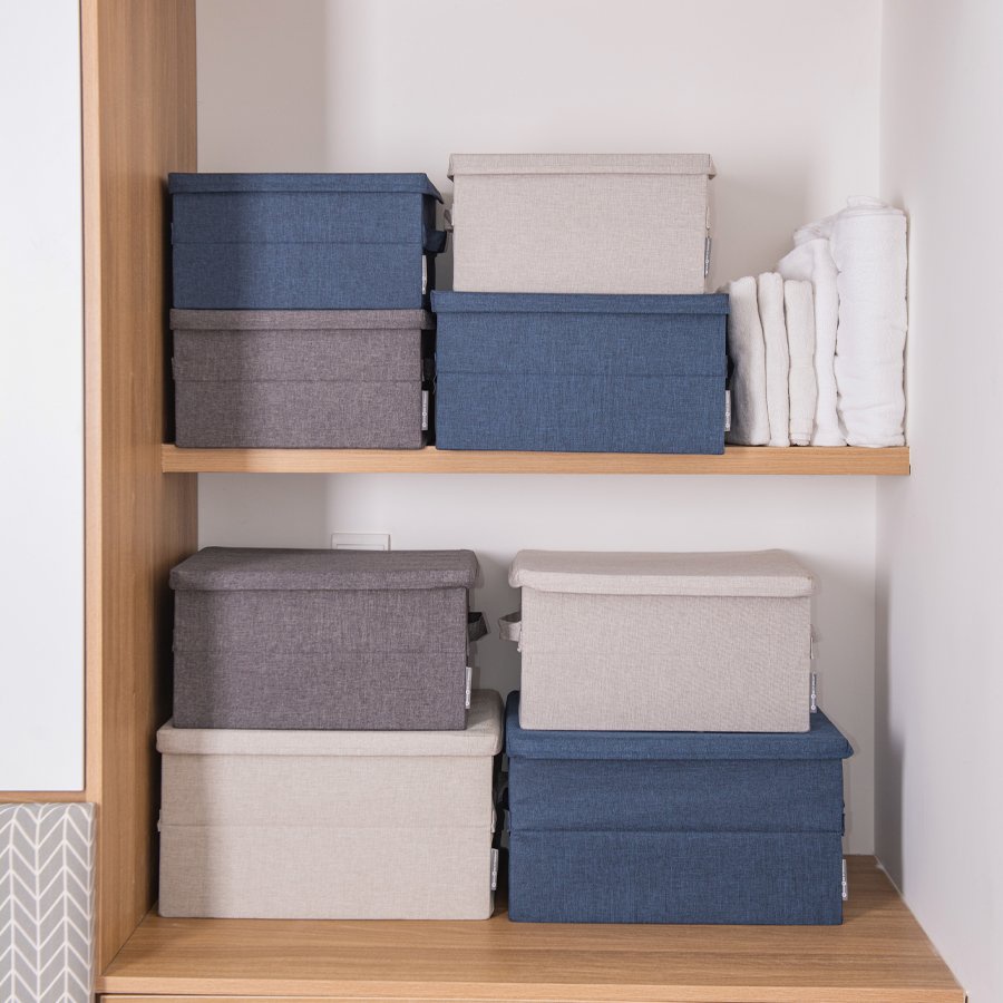 Hộp Vải Đựng Quần Áo Gấp Gọn Cao Cấp Thùng Bigso Khung Cứng Có Quai Xách và Nắp Đậy Giúp Sắp Xếp Tủ Quần áo