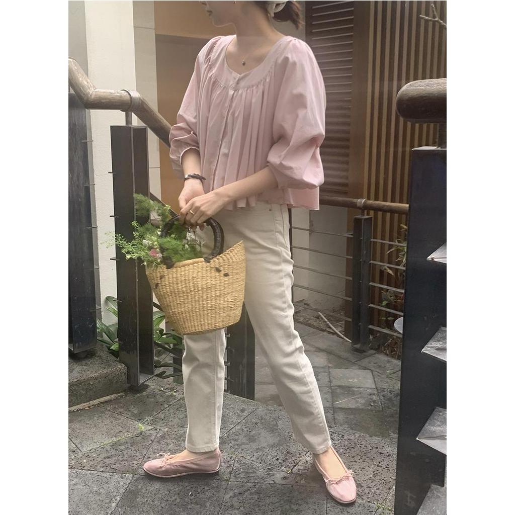 61644 Áo Sơ Mi Ngắn Màu Tinh Khiết Đơn Giản