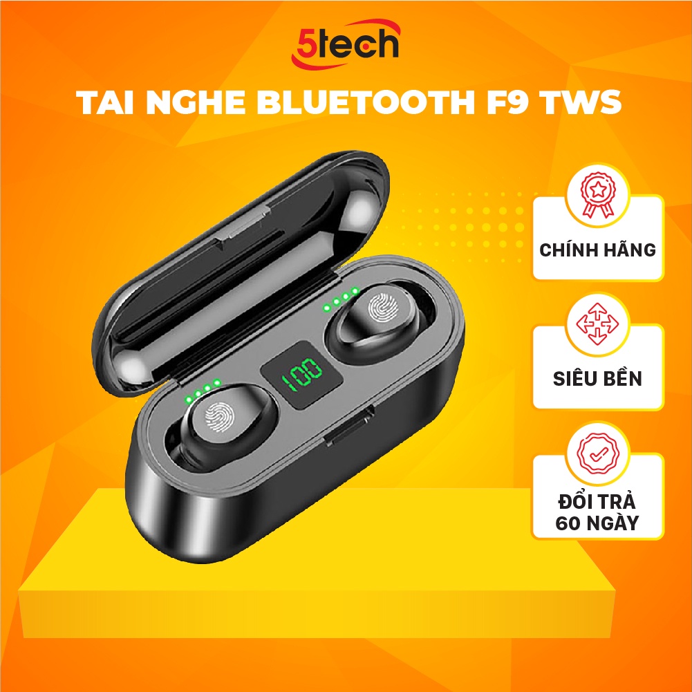 Tai nghe bluetooth không dây nhét tai AMOI F9 TWS 5.0, tai phone cảm ứng chống nước, chống ồn tích hợp sạc dự phòng