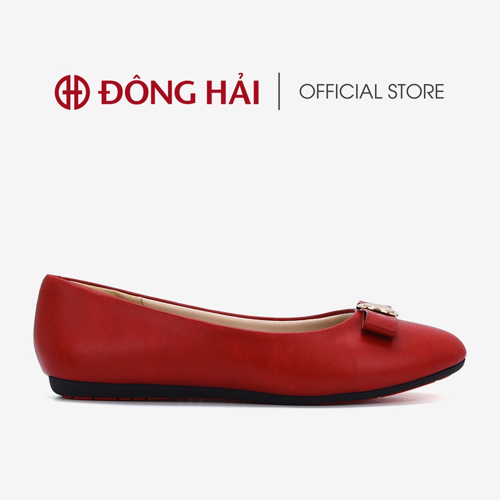 Giày búp bê nữ Đông Hải thiết kế nơ  da  đính kim loại thanh lịch - G81I6