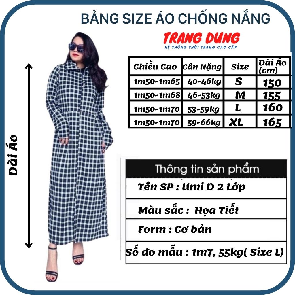 Váy chống nắng nữ toàn thân Trang Dung vải Umi D 2 lớp cao cấp thiết kế xẻ sau thời trang, dáng dài kín chân thoáng mát.