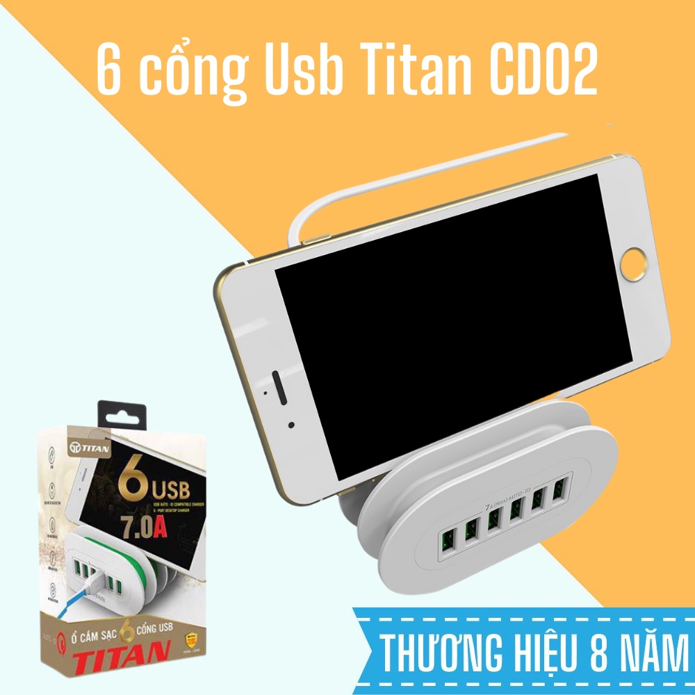 Ổ Cắm Đa Năng TITAN 6 Cổng USB TITAN-CD02, Bảo hành chính hãng