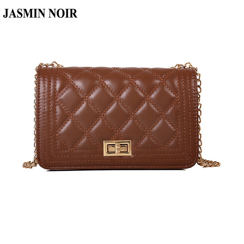 Túi đeo chéo JASMIN NOIR thiết kế khóa cài họa tiết dập caro cổ điển thời trang cho nữ