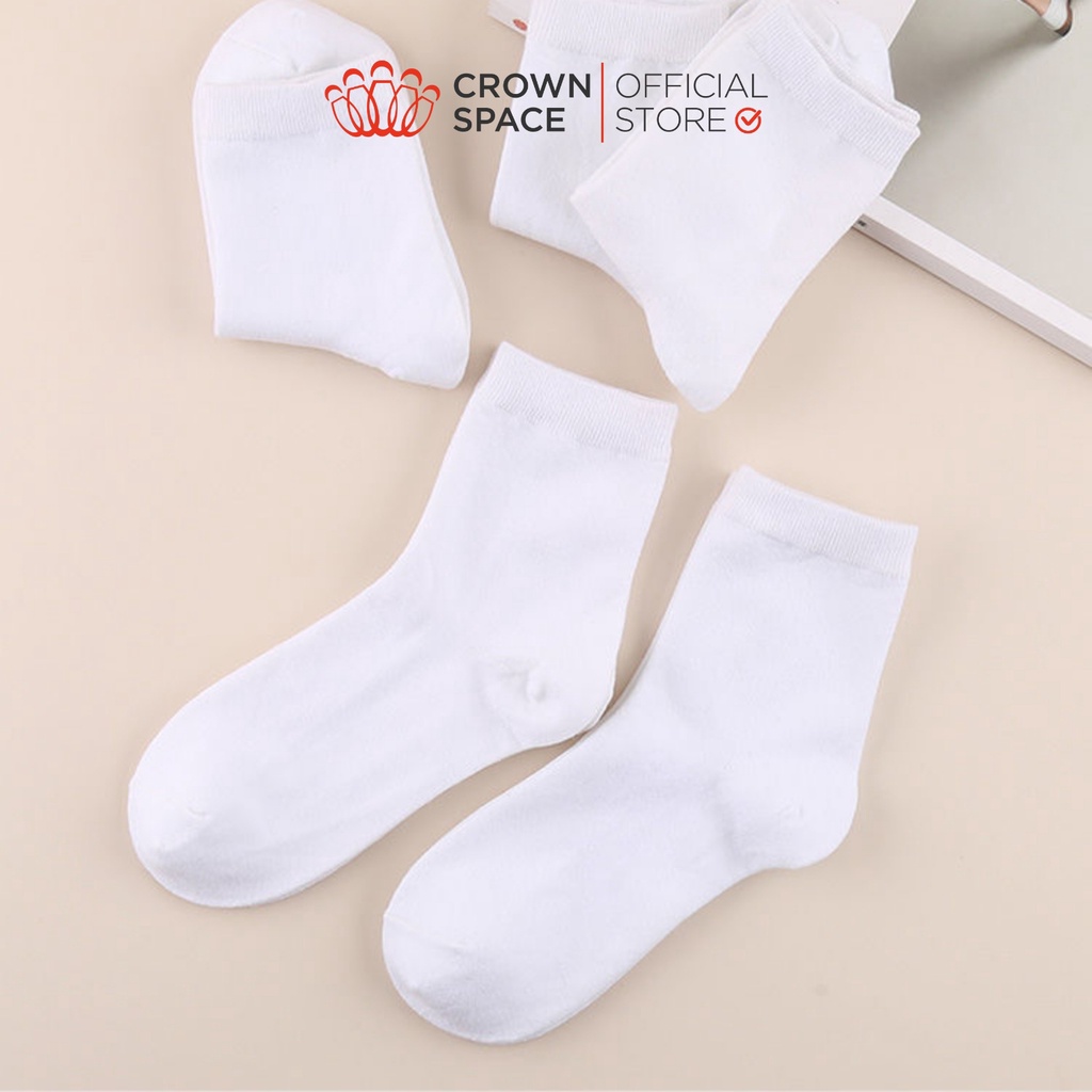 Tất Trắng Cao Cấp Crown Space Cho Bé Trai Bé Gái Đi Học PKT21630 – Cotton Len, Thoáng Khí – Kết hợp với Giày Shool Shoes