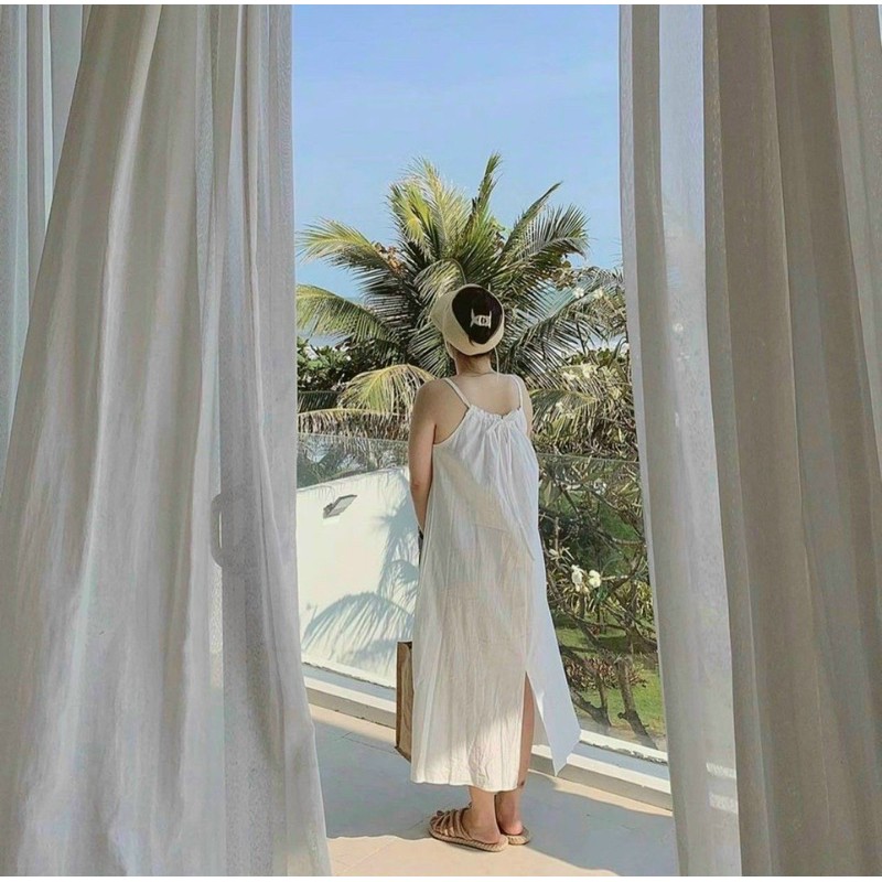 Đầm maxi 2s xẻ tà dây thắt rút | BigBuy360 - bigbuy360.vn