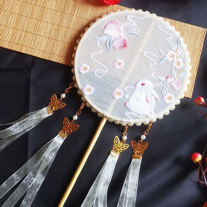 Quạt Cầm Tay Thêu Họa Tiết Dùng Làm Đạo Cụ Múa Cho Bé