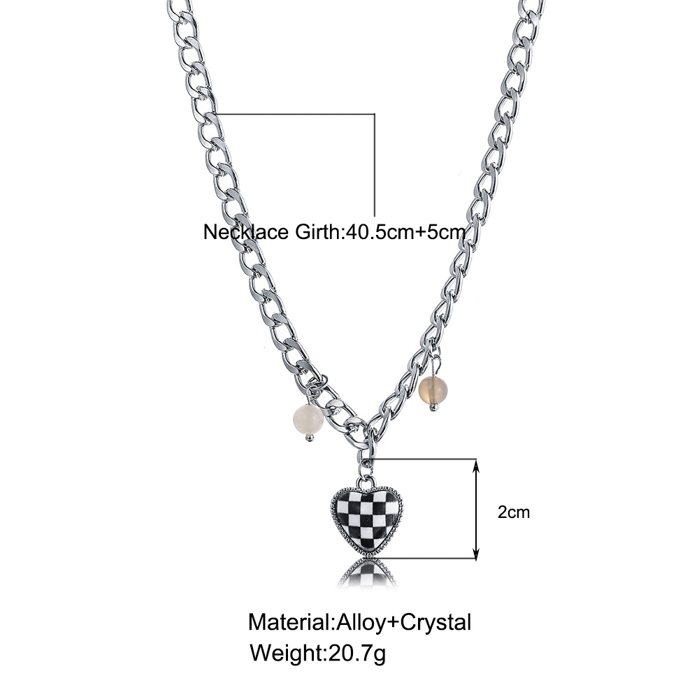 Vòng cổ bạc 17KM mặt kẻ caro bàn cờ kiểm tra phong cách vintage