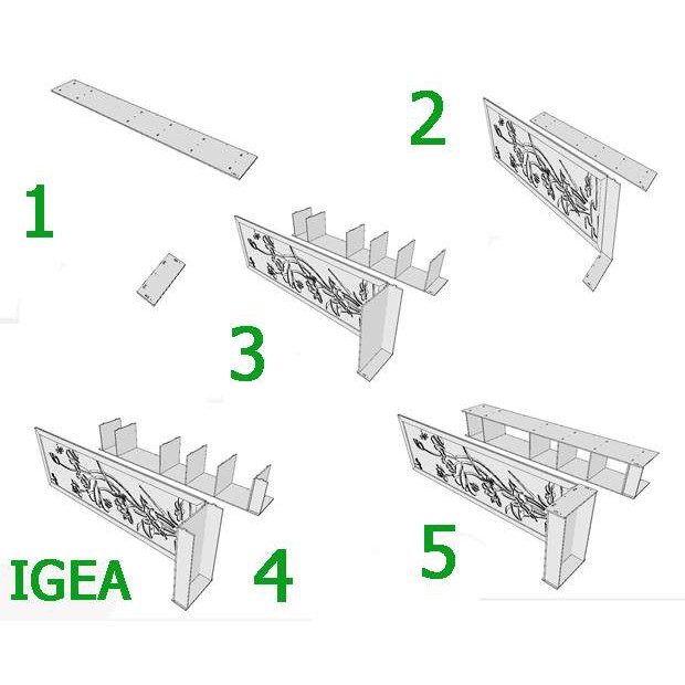 bình phong vách ngăn Cá Chép Hóa Rồng IG494 - 1vách 2kệ