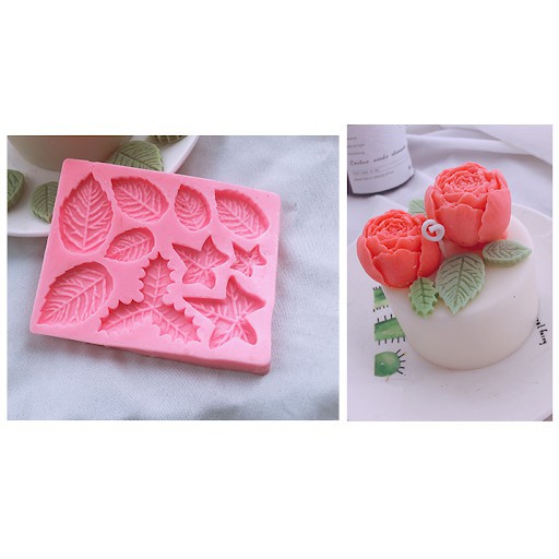 Khuôn silicon 4d làm rau câu làm bánh mẫu 10 lá hồng lá phong