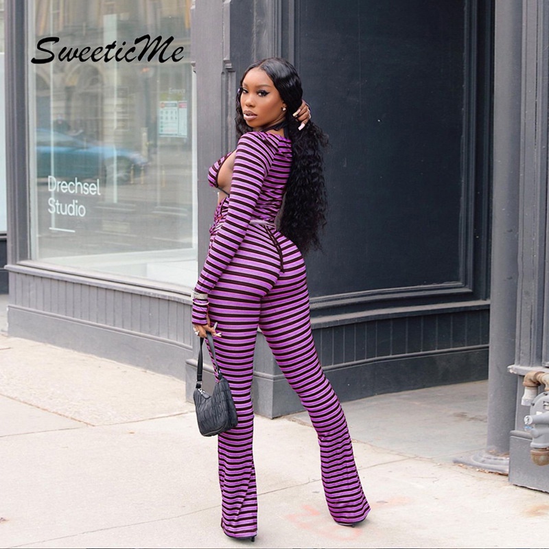 Quần Ôm Eo Cao Viền Sọc Khoét Lỗ Hàng Mới Cho Nữ