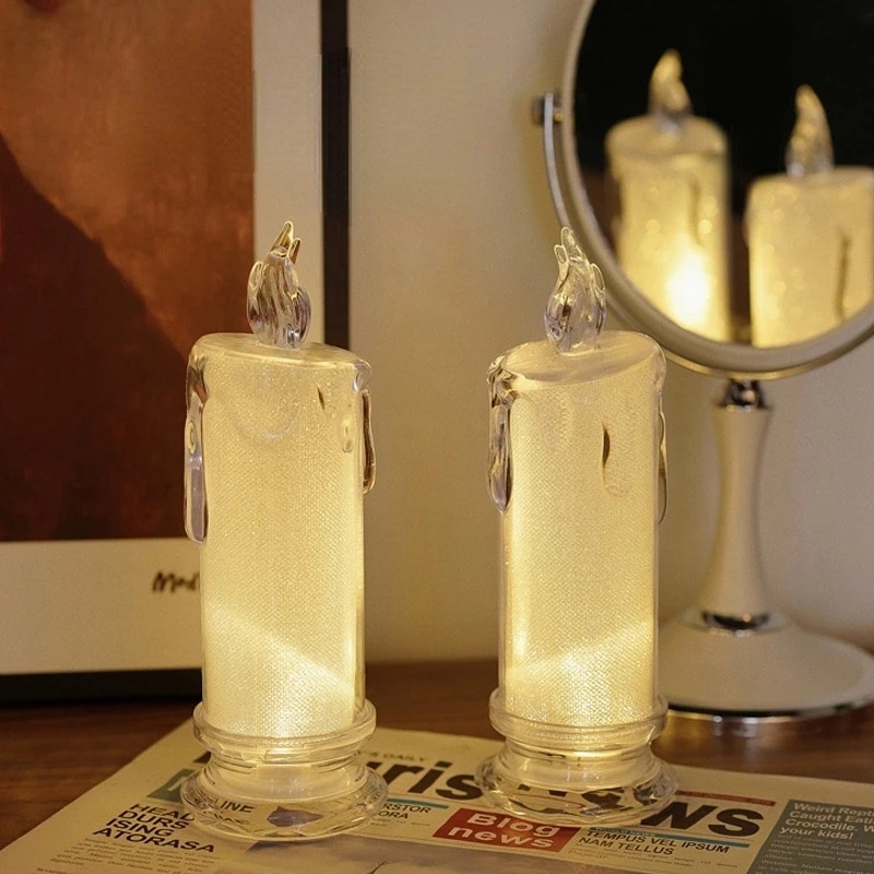 Đèn nến giả LED chiếu sáng hoạt động điện trong suốt tiện lợi