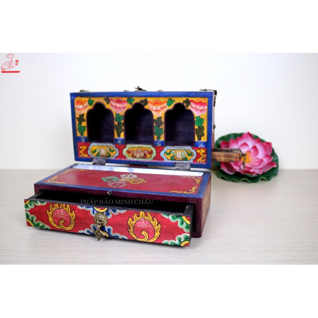 HỘP GAO GỖ NEPAL 13cm x 26cm  | TỦ THỜ MINI 3 TƯỢNG