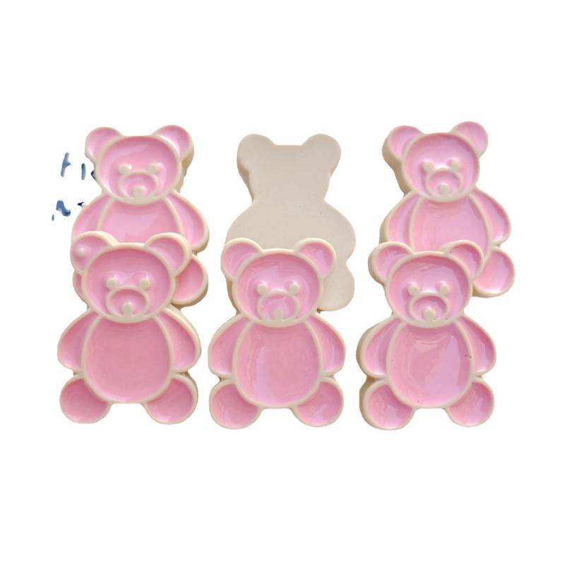 Set 10 Nút Nhựa Hình Gấu Uống Trà Sữa Trang Trí Ốp Điện Thoại