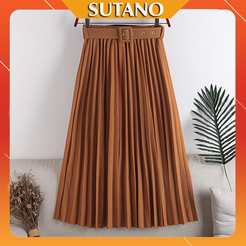 Chân váy xếp ly dài kèm đai hàng quảng châu cao cấp đẹp CV310 SUTANO