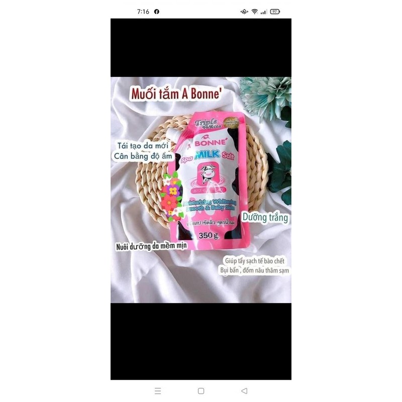 Muối tắm sữa bò tẩy tế bào chết A Bonne Spa Milk Salt 350g - có vòi