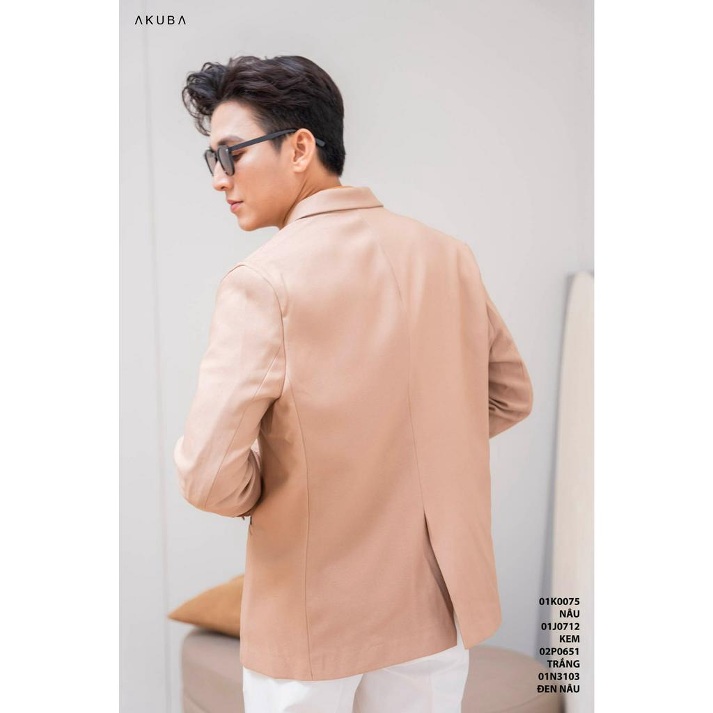 Áo khoác Blazer nam AKUBA form regular, không ôm, vải fresco, đứng form, ít nhăn, có 1 nút, phong cách Hàn Quốc 01K0075 | BigBuy360 - bigbuy360.vn