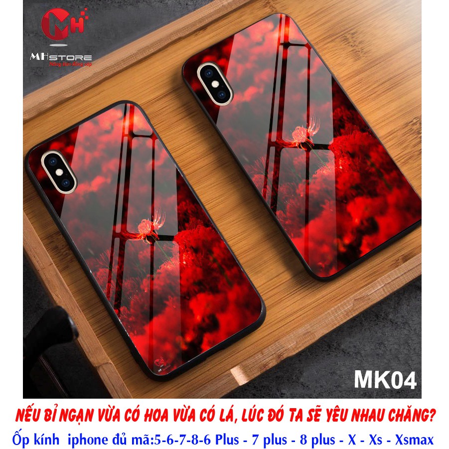 { CÓ VIDEO SHOP QUAY } Ốp Iphone mặt kính in hình hoa Bỉ Ngạn cực đẹp và cực độc cho chị em !