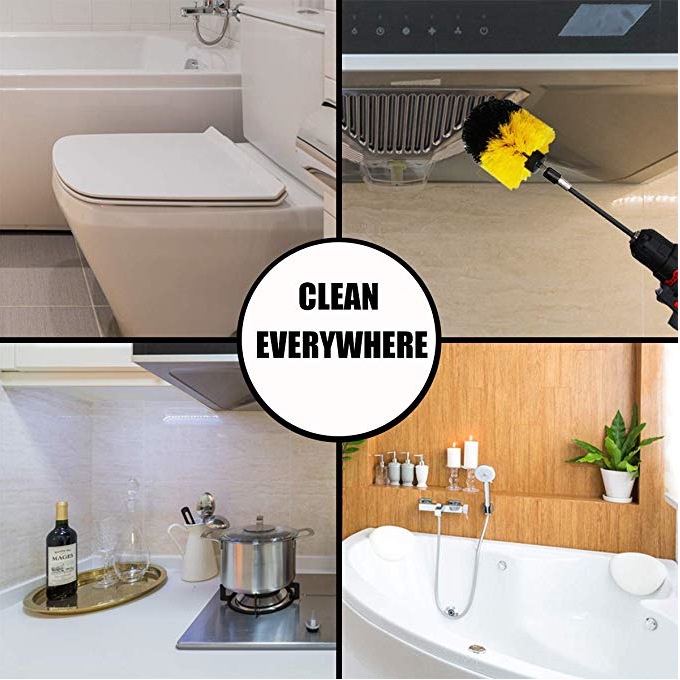 [HCM] 4 Cái / Bộ Bàn chải làm sạch sàn ô tô Bàn chải làm sạch,Không bao gồm máy khoan động lực-SK-DZS4JT