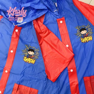 Áo mưa hình siêu anh hùng chibi màu xanh viền đỏ còn size S dành cho trẻ em, học sinh và các bé (Thái Lan)