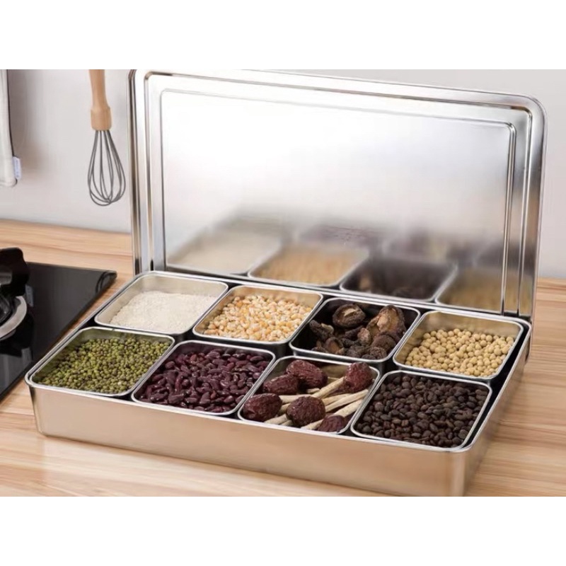 Khay đựng toping,gia vị,đồ khô cho gia đình,quán ăn,cafe,nhà hàng nắp inox