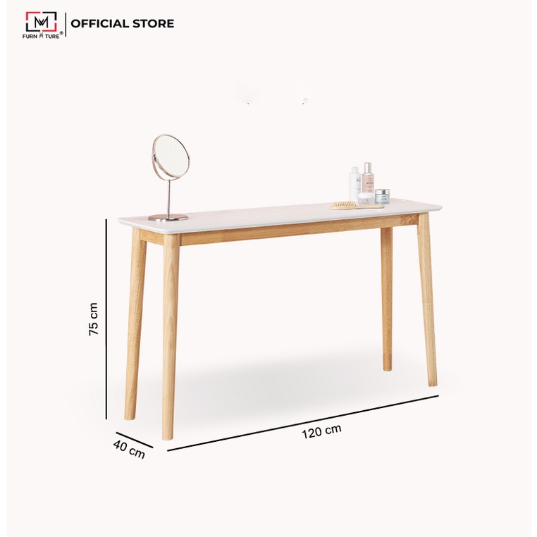 Bàn làm việc gỗ tự nhiên mặt trắng kiểu hàn quốc - Long table có vạt thương hiệu MW FURNITURE - Nội thất căn hộ