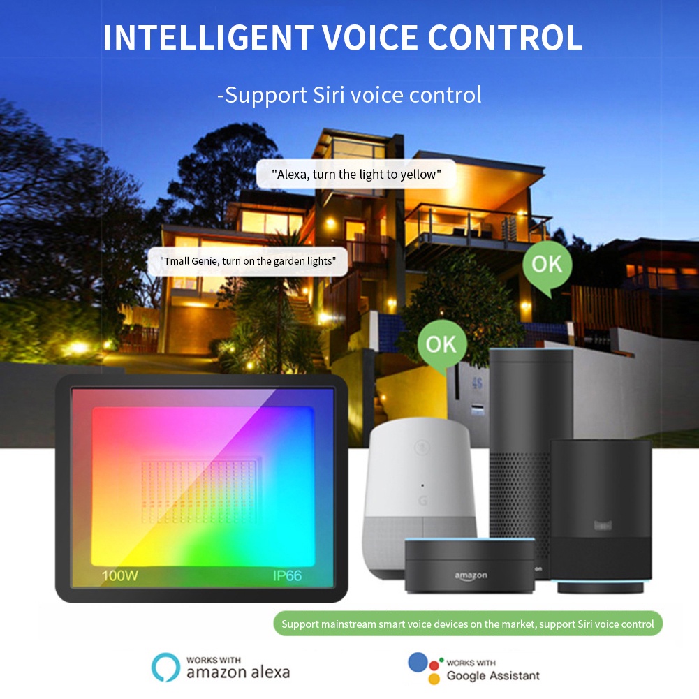 Tuya Đèn Pha Thông Minh Zigbee Đèn Tìm Kiếm Chống Nước Ngoài Trời Trang Trí Đường Phố Sân Vườn 220V 30W 50W 100W Rgbcw Có Thể Điều Chỉnh Độ Sáng Alexa Google Home.