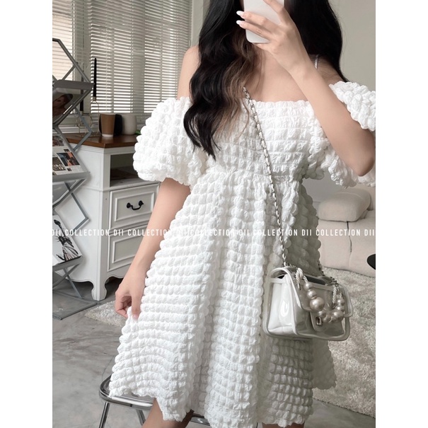 DII COLLECTION - Đầm thiết kế babydoll ô xốp tay phồng