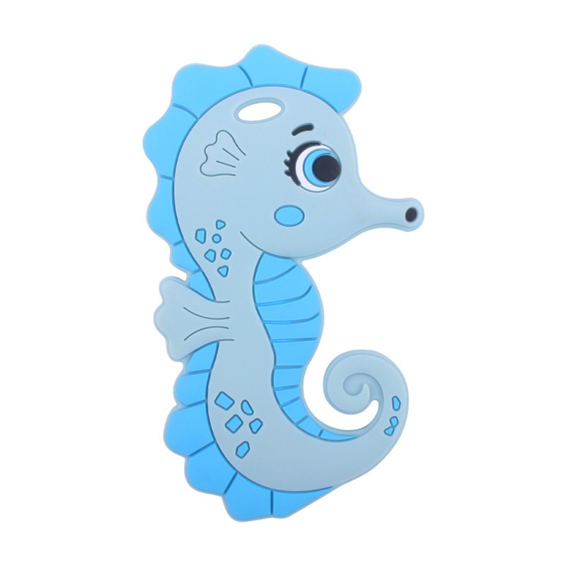 Đồ Chơi Ngậm Nướu Hình Cá Ngựa Hoạt Hình Bằng Silicon Cho Bé