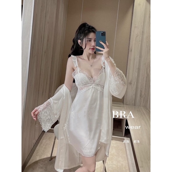 Set ngủ lụa hàng cao cấp có đệm ngực Lei01