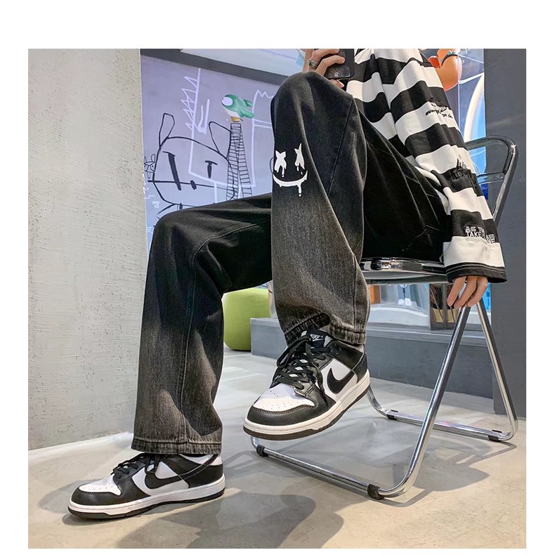 Quần jean dài ống rộng màu sắc gradient phong cách hip hop năng động thời trang dành cho nam