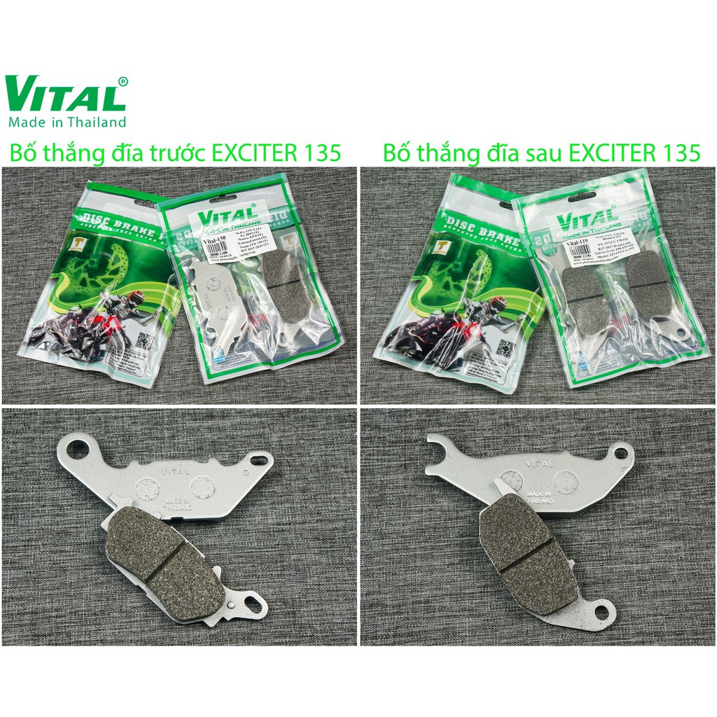 Bố thắng đĩa sau + trước Exciter 135, Ex 135, TFX 150, R15 2017 hiệu VITAL - Má phanh xe máy, bố thắng đĩa VITAL