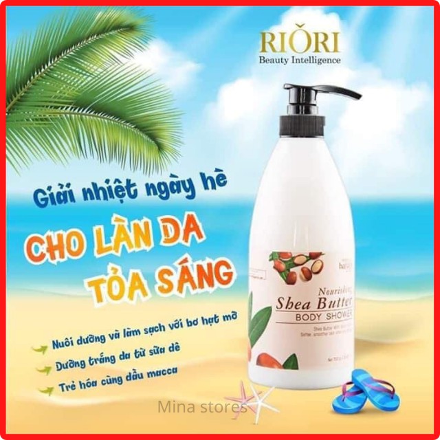 Sữa Tắm Dưỡng Ẩm Bơ Sữa Hạt Mỡ RIORI Nourishing Shea Butter Body Shower 750g - Chiết Xuất Sữa Dê và Bơ Hạt Mỡ